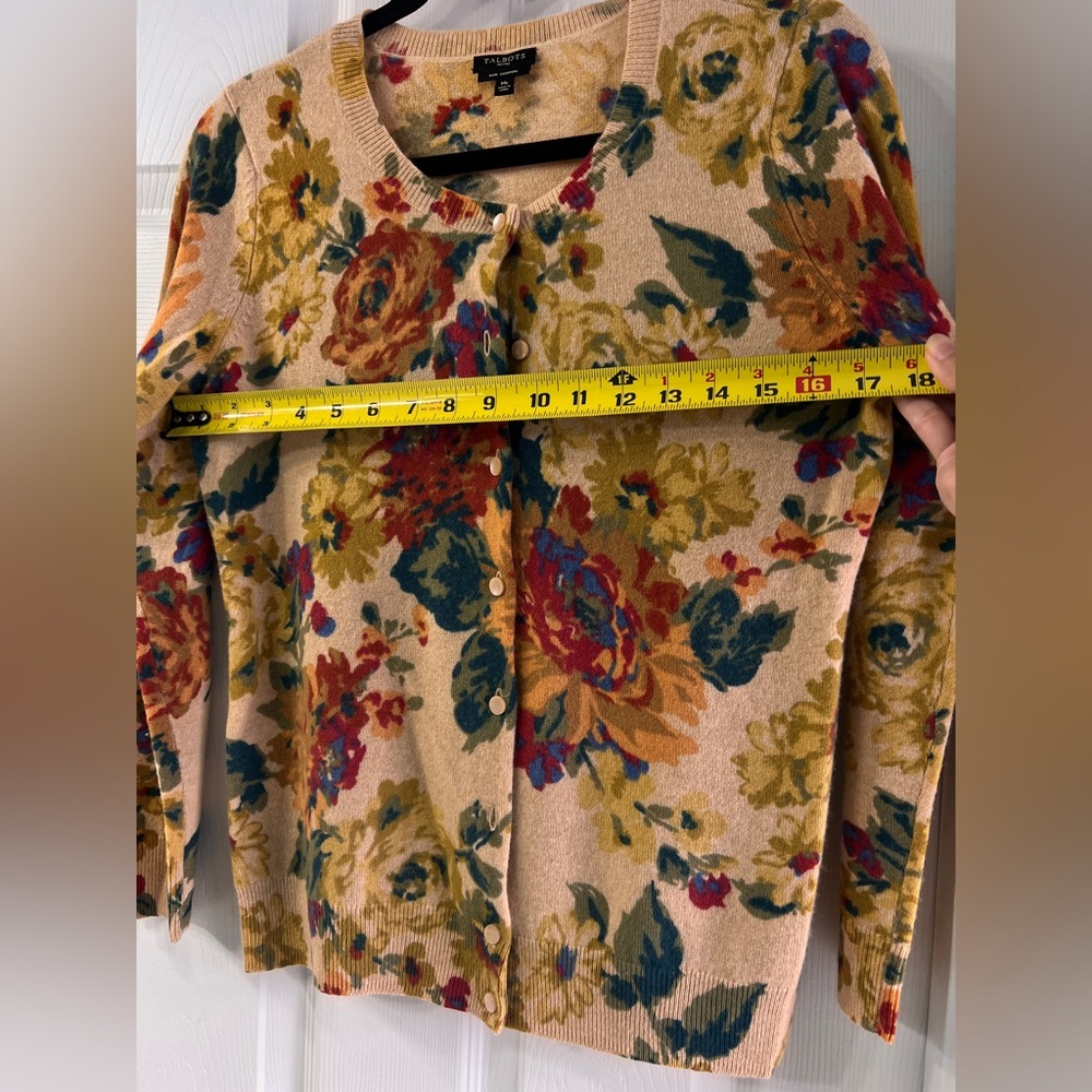 Talbots Cashmere Floral Cardigan - Multicolor - Picture 9 of 12